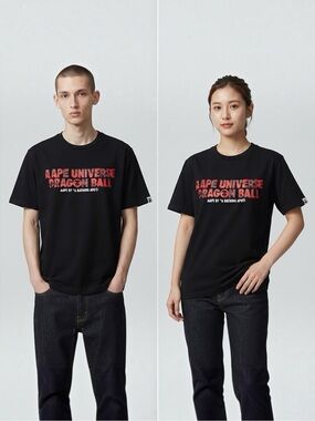 AAPE By A Bathing Ape x Dragon Ball Z Black Graphic Tee Goku Anime Size L